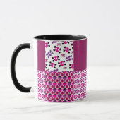 Mug Rétro point de polka de crâne de fleur (Gauche)