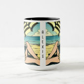 Mug Retro Pop Art Lady Comic Style de livre sur les va (Centre)