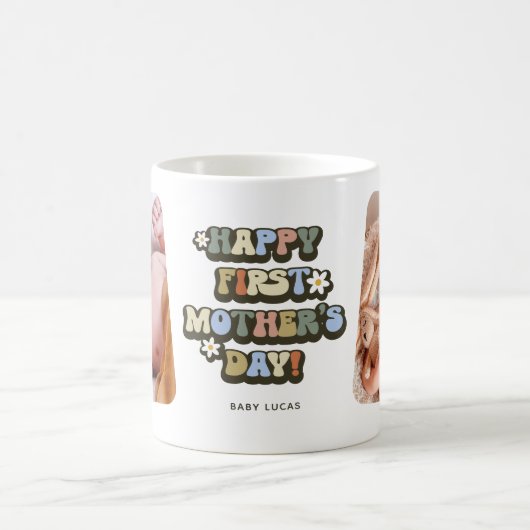 Mug Retro Première Mère Fête 2 Photo (Centre)