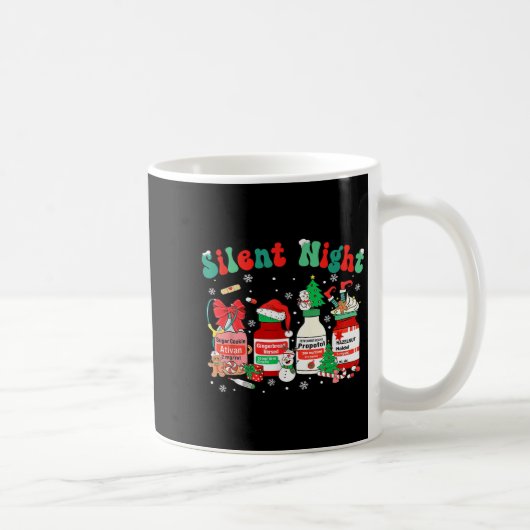 Mug Retro Profol Silent Night Funny Christmas Nurse Wo (Droite)