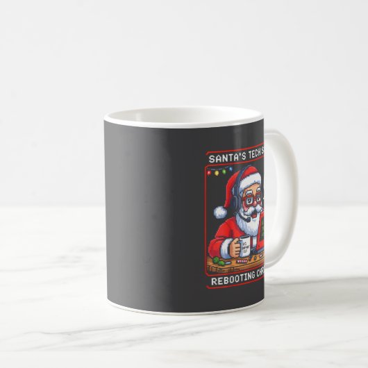 Mug Retro Rebooting Santa s Tech Support (Devant droit)