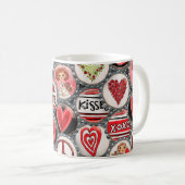 Mug Retro Red Floral Hearts True Love Valentine's Day (Devant droit)