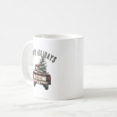 Mug Retro Red Plaid Camion de Noël personnalisé Nom de (Devant gauche)