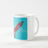 Mug Retro Red Rocket Ship in Space Galactic (Devant droit)