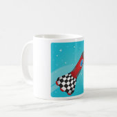 Mug Retro Red Rocket Ship in Space Galactic (Devant gauche)