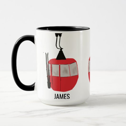 Mug Retro Red Ski Gondola Lift Personnalisé (Gauche)