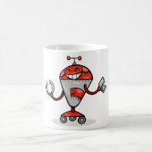Mug Retro Robot Cartoon amusant Rouge et Argent AI Bot (Centre)