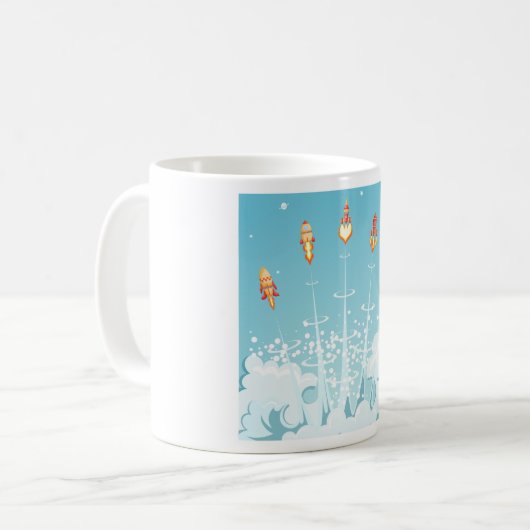 Mug Retro Rocket Navire Lancement d'Art Spatial Futuri (Devant gauche)