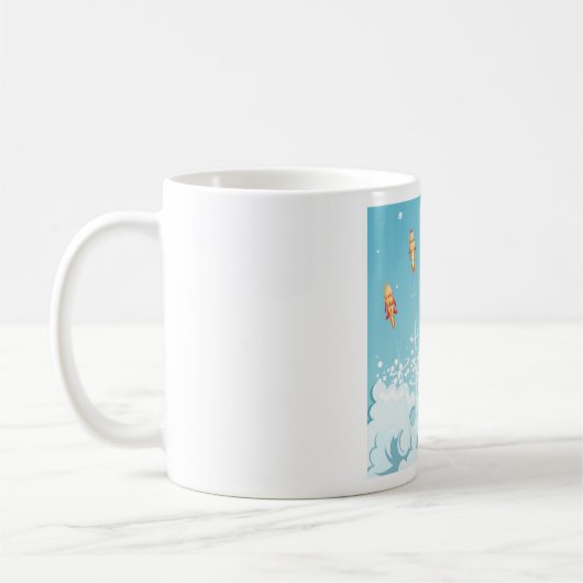 Mug Retro Rocket Navire Lancement d'Art Spatial Futuri (Gauche)