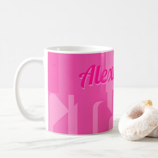 Mug Rétro rose chaud personnalisé (Avec donut)