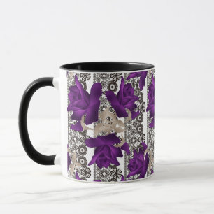 Mug Rétro, roses violettes