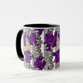 Mug Rétro, roses violettes (Devant gauche)