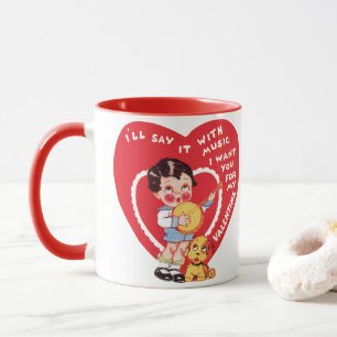 Mug Retro Saint-Valentin, musique garçon vintage Banjo