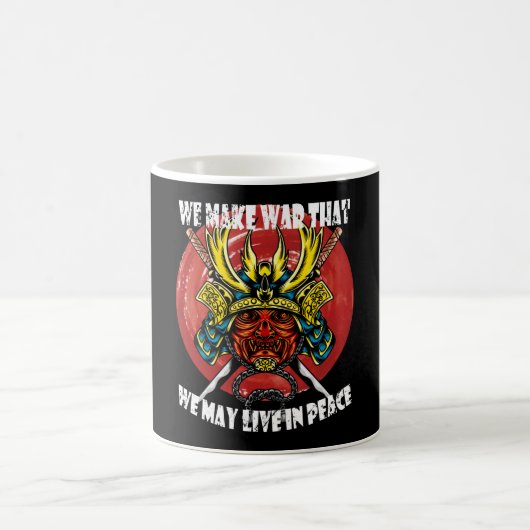 Mug Retro Samurai Helmet - Samurai Quote About Peace (Centre)