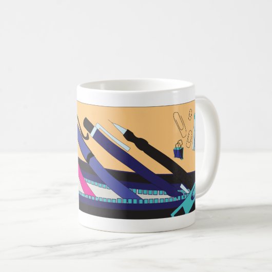 Mug retro school pencil case design  (Devant droit)