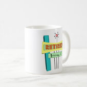 Mug Rétro "s'est retiré" et "l'aimant " (Devant droit)