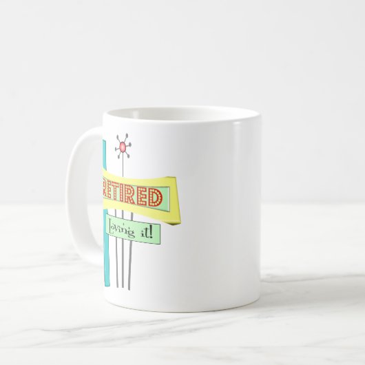 Mug Rétro "s'est retiré" et "l'aimant " (Devant gauche)