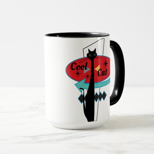 Mug Rétro signe atomique de chat de cool d'ère de MCM (Devant droit)