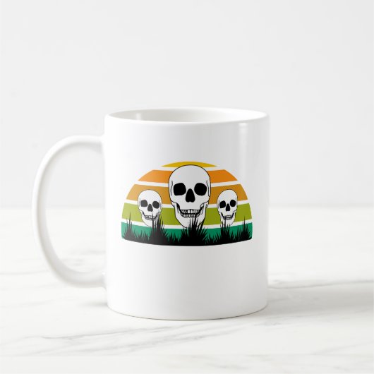 Mug Retro Skull Black Grass Ophiopogon Gothic Garden (Gauche)