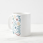 Mug Retro Stars & Waves Design Motif (Devant gauche)