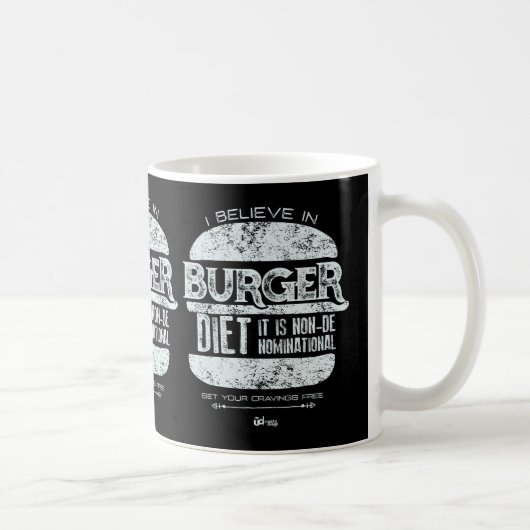 Mug Rétro style : Je crois au régime d'hamburger (Droite)