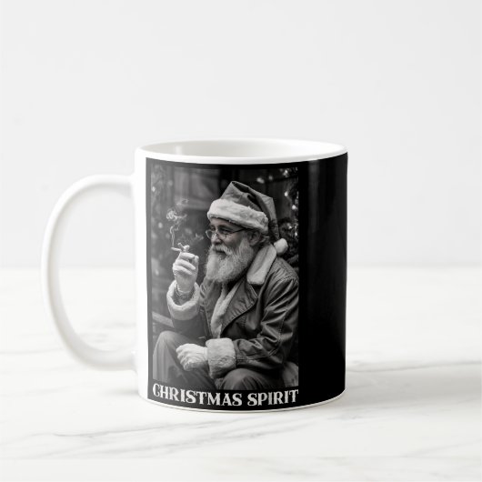 Mug Retro Style Santa Claus Smoking Cigarette Christma (Gauche)
