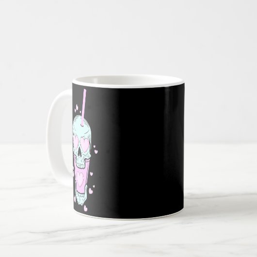 Mug Retro Style Skull Skeleton Latte Coffee C Valen  (Devant gauche)