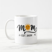 Mug Retro Sun Mom Established Handwritten Name Year (Gauche)