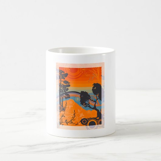 Mug Retro Sunset Forest Paysage Abstrait