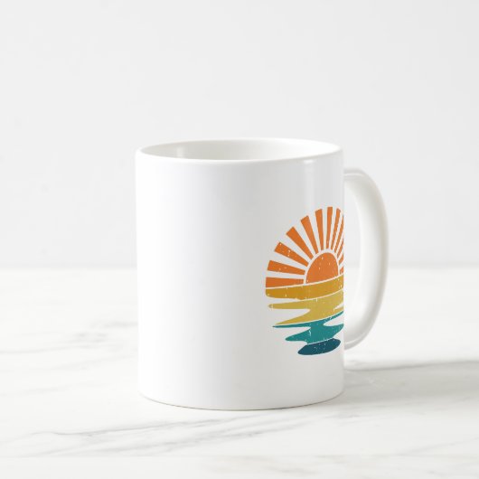Mug Retro Sunset Rays Wavy, Retro Summer Sunset (Devant droit)