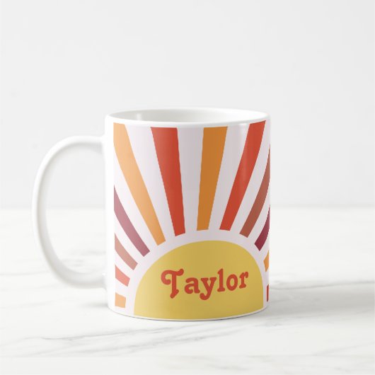 Mug Retro Sunset Sun Rays Nom personnalisé (Gauche)