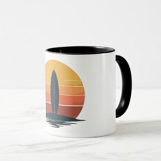 Mug Retro Sunset Surfboard (Devant droit)