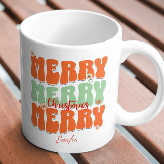 Mug Retro Super Joyeux Noël Nom personnalisé Boho