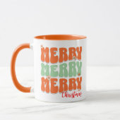 Mug Retro Super Orange et vert Joyeux Noël Boho (Gauche)