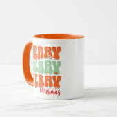 Mug Retro Super Orange et vert Joyeux Noël Boho (Devant gauche)