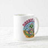 Mug Rétro Synthwave 80s Lézard Keytar (Devant droit)