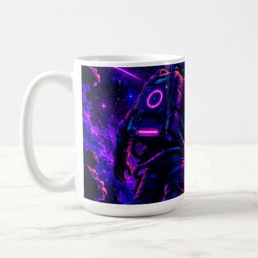Mug Rétro Synthwave Astronaute Cyberpunk Espace Café M (Gauche)