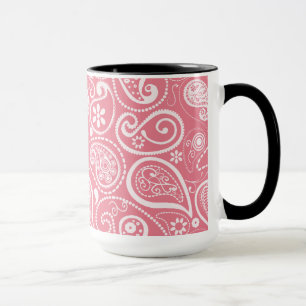 Mug Rétro tableau ; Rougissent Paisley rose ; Floral
