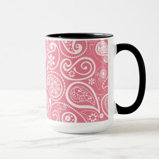Mug Rétro tableau ; Rougissent Paisley rose ; Floral (Droite)