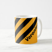 Mug Rétro Tournesol Buzz Trois Bandes avec Nom (Devant droit)