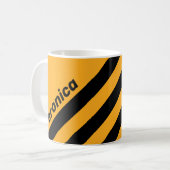 Mug Rétro Tournesol Buzz Trois Bandes avec Nom (Devant gauche)