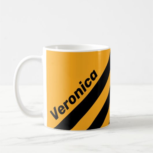Mug Rétro Tournesol Buzz Trois Bandes avec Nom (Gauche)