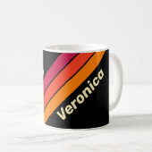 Mug Rétro VHS Rayures avec Nom (Devant droit)