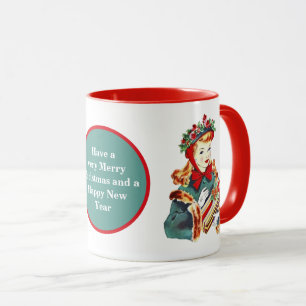Mug Retro vintage Christmas lady ajouter un message