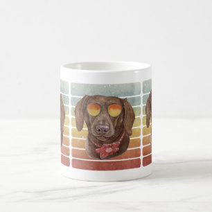 Mug Rétro Vintage Coucher de soleil Chocolat Dachshund