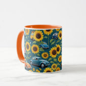 Mug Retro Vintage Hippie Beetle Bug Cars & Sunflowers (Devant gauche)