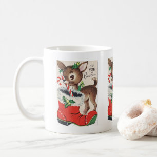 Mug rétro vintage Noël renne vacances
