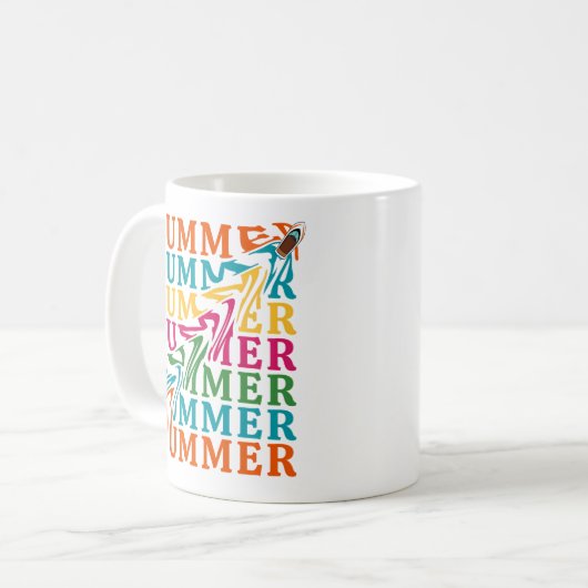 Mug Retro Wavy "SUMMER" Art Design (Devant gauche)