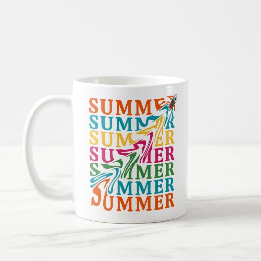 Mug Retro Wavy "SUMMER" Art Design (Gauche)