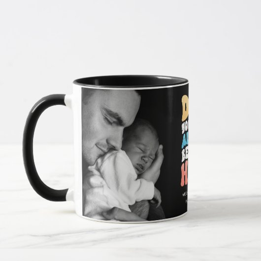 Mug Retro Wavy Text Papa Tu es Mon héros 2 Photo Custo (Gauche)